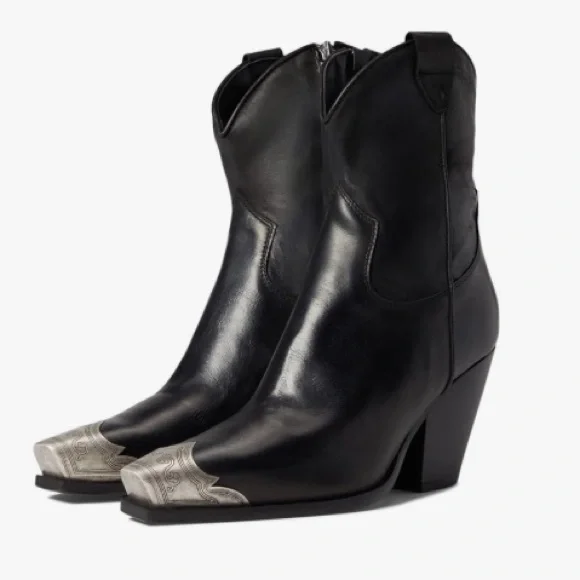 Free People Black Leather Boots with Silver Accent - Picture 2 of 16